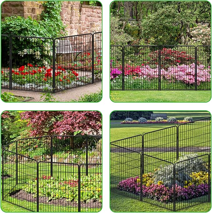 No Dig Decorative Garden Fence with Gate Rustproof Metal Fence Panels, 40in(H) x 101Ft(L) Garden Fencing for Yard 38 Panels Animal Barrier Fence for Dogs, Rabbit, Patio