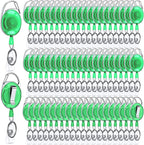 Laumoi 80 Packs Retractable ID Badge Holder Name ID Badge Reel Clips Keychain with Belt Clip and Key Ring for Office Worker Doctor Nurse Employee (Transparent Green)
