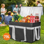 XXXL 2 Pack Insulated Food Delivery Bag with Removable Hard Bottom, Reusable Insulated Grocery Bag for Hot and Cold Food, Catering Cooler for Doordash,Warmers, Parties (Black)