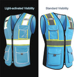 Safety Vest for women, Hi vis Reflective Lady Work vest With 9 Multi Pocket And Zipper