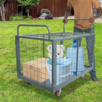 Platform Truck Cart with Cage 2200 lbs, 5-in-1 Folding Hand Truck with Wheels, Convertible Warehouse Cart for Utility, Moving - Heavy Duty Flatbed Carts for Grocery, Laundry, Shelving, Pantry, Grey
