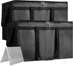Bodaon Large 2-Pack Insulated Food Delivery Bag With Hard Bottom, XXXL Grocery Shopping/Catering/Bags, Rideshare Delivery Bag, Cold/Hot Styrofoam Carrier for Travel/Car