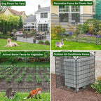 No Dig Decorative Garden Fence 5 Panels with Gate, 40 in (H) x 11.8 ft (L), Dog Fence Outdoor for Yard，Rustproof Metal Animal Barrier Ground Stakes Fencing for Garden, Patio, Flower Bed