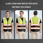 BeautyWill Custom Logo Safety Vest Class 2 High Visibility Reflective Vest for Men - Personalized Logo Team Vest