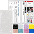 Car Registration and Insurance Holder, Leather Magnetic Shut Vehicle Glove Box Organizer for Document, Card, Driver License, Glitter Silver