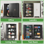 Pantry Cabinets for Kitchen,61.02” Tall Storage Cabinets,Metal Pantry Storage Cabinet with 2 Doors and 3 Adjustable Shelves for Kitchen/Black