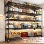 3200LBS Storage Shelves Wire Shelving with Wheels,Adjustable Garage Shelving Heavy Duty Steel Metal Shelving Unit Shelf Rack for Warehouses,Garage,Kitchen,School,Commercial,73" H X 60”W X 18" D