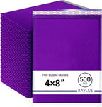 Purple Small Bubble Mailers 4x8 Inch #000 | Thick Padded Poly Mailer Envelopes | Mailing Trading card sports Card Bubble Envelopes | Water & Tear Resistant | 500 Pack Bulk
