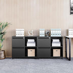 SISESOL 2 Drawer File Cabinet with Lock and Shelf,Mobile Lateral Filing Cabinet,Metal Filing Cabinets with Open Storage Shelves Organizer for Home Office Fit Legal/Letter A4 Size (Black)
