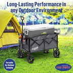 Lapp Wagons 39" Extra-Long Collapsible Folding Wagon Cart, Heavy-Duty 360 lb Utility Wagon with Wheels, Foldable Beach Wagon for Camping, Garden, Grocery, Sports, Outdoor Gear – Grey