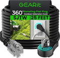 GEARit 360 Rotating Plug Indoor Outdoor Extension Cord Waterproof 25ft - 16 Gauge 16/3 AWG, 13A 1625W, 3 Prong Heavy Duty Extension Cord Weatherproof Power Cable for Outdoor Landscaping, Lights, ETL
