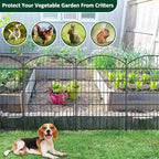 No Dig Dog Fence Outdoor for Yard: Heavy Duty Garden Fence Animal Barrier 10 Panels Metal Fencing Panels 32IN H x 23.6IN W with Ground Stakes for Dog Containment, Backyard Safety