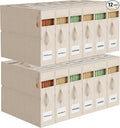 12Pack Sheet Organizers and Storage - King/Queen Size Sheet Storage Organizer with Window, Foldable & Dustproof Sheet Organizer for Linen Closet for Summer Blankets & Sheet Sets,Beige