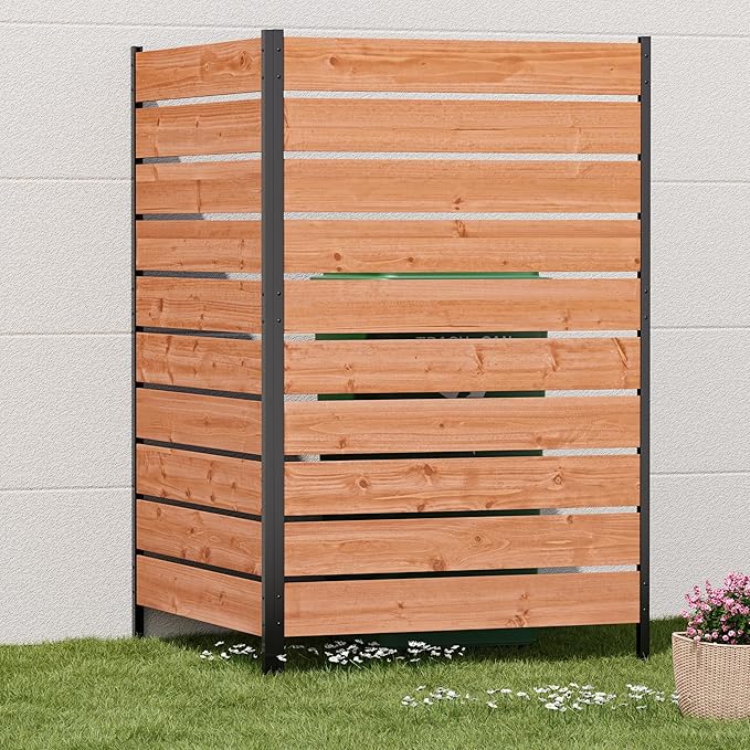 Modern Shade 5' x 3' Wood Privacy Fence Screen (2 Panel) Natural Cedar Wood, Outdoor Privacy Fence Panel for Deck Balcony, Conceals Trash Cans Air Conditioner, Ultimate Fence Privacy Screen