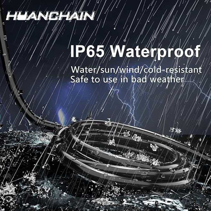 HUANCHAIN 4 FT 16 Gauge Black Indoor Outdoor Extension Cord Waterproof, Flexible Cold Weather 3 Prong Electric Cord Outside, 13A 1625W 125V 16AWG SJTW, ETL Listed