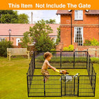 Doorless 56in(H) Black Metal Garden Fences and Borders, 10 Panels Total 22.1 Ft(L), Garden Fence for Dogs, Animal Barrier Fence, Fencing for Flower Beds, Dog Digging Fence Barrier