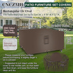 Square Heavy Duty Patio Table Covers Waterproof, 600D Outdoor Dining Table and Chair Set Covers, Outdoor Furniture Cover Waterproof for Sectional Sofa Couch 56''L x 56''W x 32''H, Brown