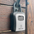 Iron Lock® Key Lock Box Portable with U-Shackle & Wall Mount – Medium Waterproof Heavy-Duty Metal Safe with 4-Digit Combination for Spare Keys Outside on Door Knob, Fence or Gate (Grey, Medium)