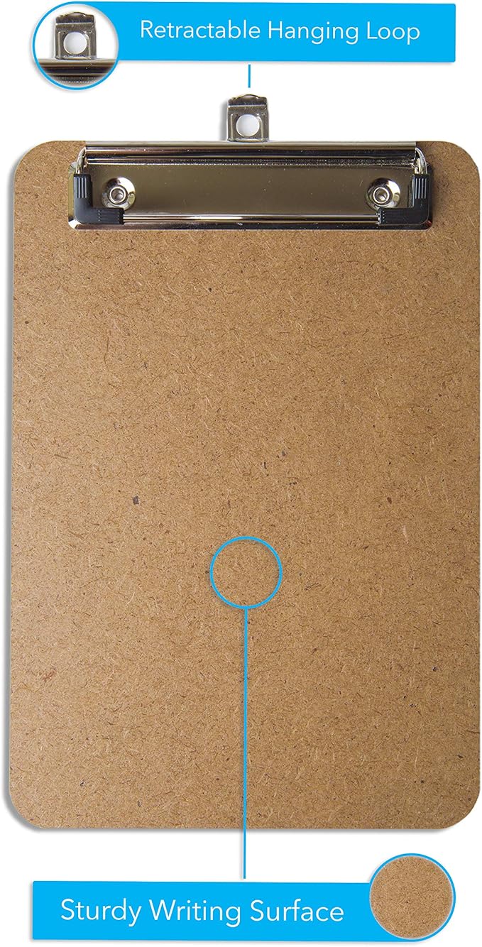 Mini Clipboard 6" x 9" (Set of 6) Memo Clipboard | Small Clipboards 6x9 with Low Profile Clip, Mini Clipboards 6x9 Menu Holder, Ideal for Kids, Classrooms, Parties, Hosting Events, and Crafts