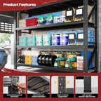 79" Wide Storage Shelves, 7000LBS Garage Shelving Heavy Duty, Standing Shelf Units, 4 Tier Metal Adjustable Storage Shelving Rack for Shop Warehouse Basement, 79'' W x 24''D x 79'' H