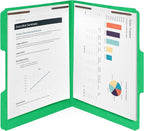 50 Green Fastener File Folders - 1/3 Cut Reinforced Tab - Durable 2 Prongs Bonded Fastener Designed to Organize Standard Medical Files, Law Client Files, Office Reports - Letter Size, Green, 50 Pack