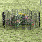 Decorative Garden Fence 6 Panels 6 Panels 13.4 ft (L)×32in (H) Metal Garden Fences, No Dig Animal Barrier Fencing Rustproof Wire Border Temporary Dog Fence Outdoor for Patio Backyard Lawn - No Door