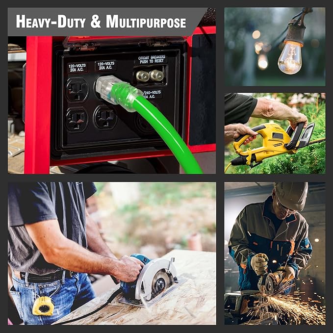100 ft Outdoor Extension Cord Waterproof - 14 Gauge Heavy Duty Extension Cord 100 ft - Lighted Outdoor Extension Cords with Multiple Outlets - Watts Wire - 100' Grounded - extensiones electricas