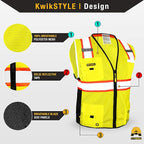 KwikSafety - Charlotte, NC - BIG KAHUNA Safety Vest [2 PACK] Class 2 ANSI OSHA Reflective Vest Durable High Visibility Vest Construction Safety Vest for Men Industrial Work Gear/Yellow 3XL