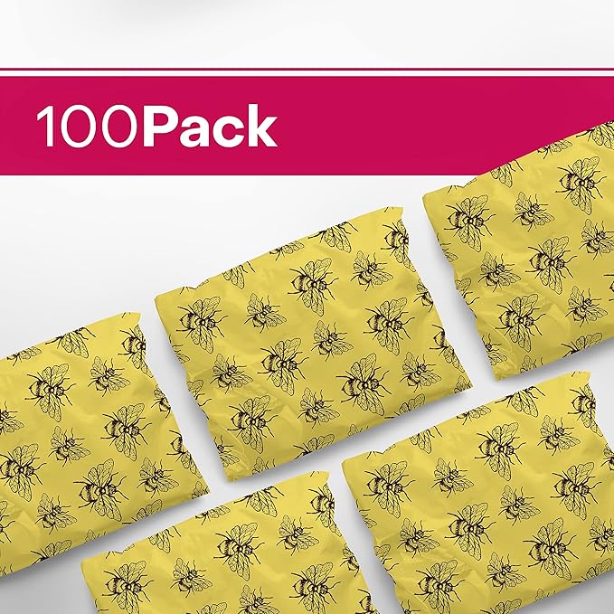 10x13 Poly Mailers – Honey Bee – Waterproof, Tear-Resistant Shipping Bags with Adhesive Seal – 100 Pack – Package Mint