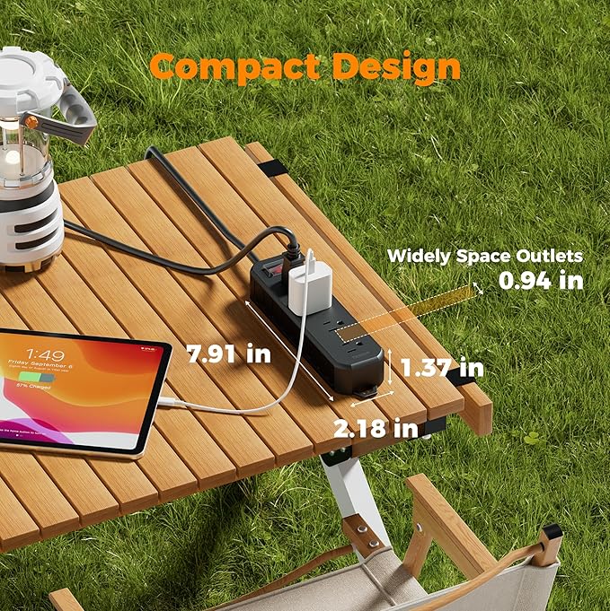 Outdoor Power Strip Weatherproof, TESSAN 50FT Long Extension Cord Waterproof with 4 Outlets 1 Switch (1250W), Surge Protector 1700J, Wall Mountable for Home Office and Patio Christmas Lights, Black