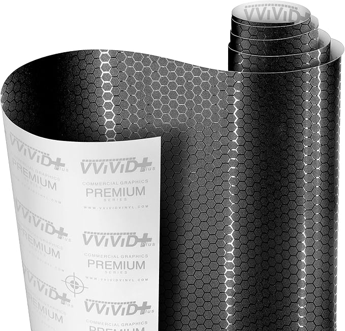 VViViD+ Honeycomb Matte Black Medium Pattern Car Wrap Vinyl (25ft x 5ft)