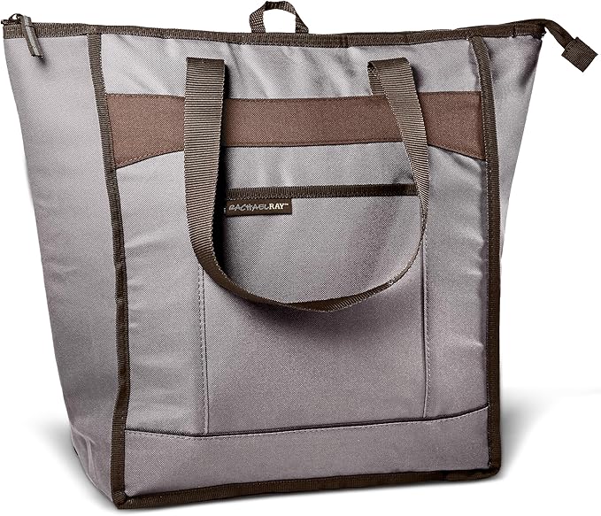 Rachael Ray Chillout Soft Cooler Bag, Large Reusable Insulated Grocery Bag with Zippered Top, Travel Tote for Hot or Cold Food, Grocery Tote Bag