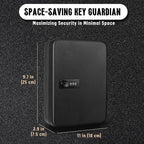 Flexzion Key Box Wall Mount with Code - Black Key Cabinet Lock Box Key Storage Box Wall Mount with Combination Lock, Secured Key Organizer Box with 48 Colored Key Holder for Homes, Office, Apartments