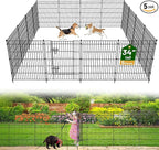 5 Panels No Dig Garden Fence with Gate, 34in(H) × 11.25ft(L) Decorative Metal Outdoor Dog Fence, Rustproof Pet Fencing for Yard, Patio, Flower Bed -Temporary Fencing| Easy to Install