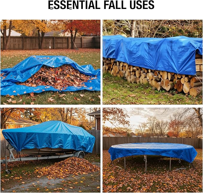 14x30 Blue Waterproof Tarp – Heavy Duty 5 MIL Thick Outdoor Tarpaulin Cover - Multi Purpose Protection for Camping, Tent, Roof, Patio, Pool, Floor, Furniture, Boat, Truck Beds, Pack of 1