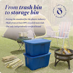 HOMZ 2-Pack Durable Molded Bin, Plastic Storage Containers with Lids, 32 Gallon, Blue - Stackable Organizer Totes and Boxes for Bedroom, Kitchen, and Garage Organization