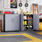 Letaya Metal Storage Cabinets with Lock Door and Shelves, Steel Garage Tool Cabinets for Home,Office, Warehouse,Lockers (36“-Black&Gray)