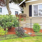 Decorative Garden Fence 6 Panels 14.8 ft (L)×38in (H) Metal Garden Fences, No Dig Animal Barrier Fencing Rustproof Wire Temporary Dog Fence Outdoor for Patio Backyard Lawn - Without Door