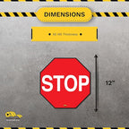 Mighty Line Stop Floor Sign Sticker for Safety, Warning, Heavy-Duty, Peel and Stick, Adhesive, Industrial Quality, 12"