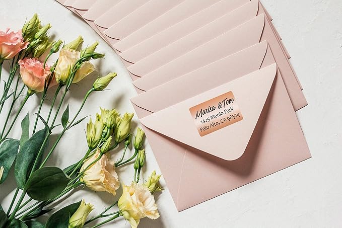 Royal Green Name Tags Labels 4x2 inch Rectangular Metallic Stickers in Rose Gold (100mm x 50mm) 45 Pack