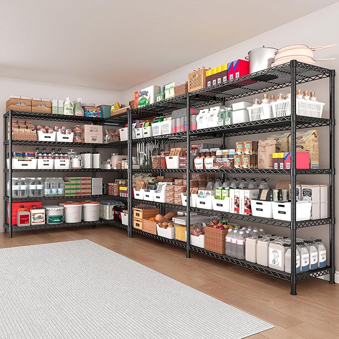 REIBII 73''W Shelf, Storage Shelves Load 1650 LBS Metal Shelving 5-Tier Wire Shelving Unit, Adjustable Heavy Duty Metal Shelves Wire Shelf for Pantry Kitchen Industrial Garage, 17.7"D x 73"W x 71"H