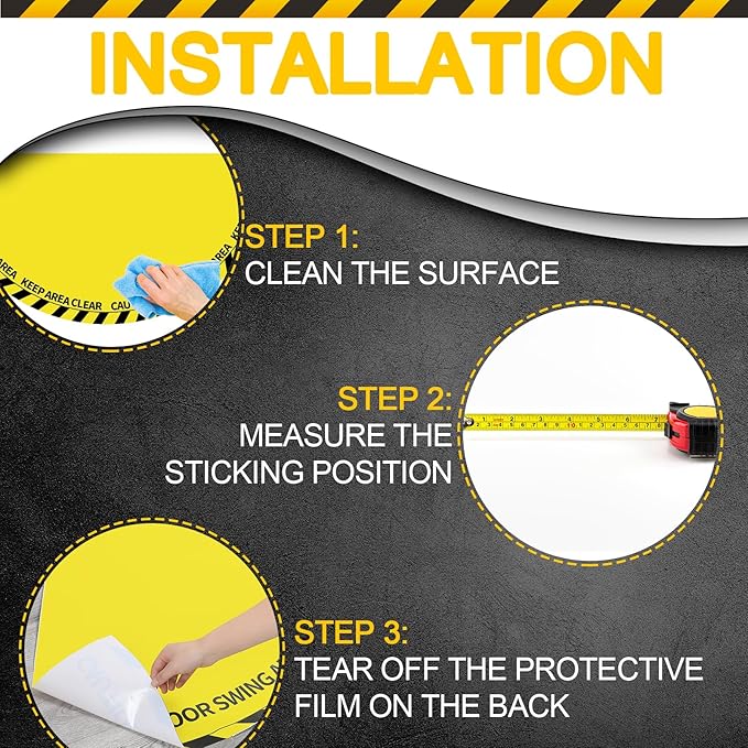 1 Pack 56 x 28 Inches Door Swing Caution Floor Sign for Safety Warning Door Swing Area Keep Area Clear Floor Sign Vinyl Non Slip Surface