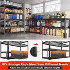 REIBII 55.2'' W x 78.2'' H x 26'' D, 5-Tier Metal Garage Shelving Units, 3000LBS Capacity, Adjustable Heavy Duty Shelves, 2 Pack