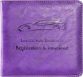 Mymazn Car Registration and Insurance Card Holder, PU Leather Insurance and Registration Holder with Magnetic Closure, Car Document Holder For Driver's License & Essential Documents, Purple