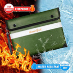 Fireproof Document Bag - 6200°F Heat Insulated, Small Important Document Bags with Zipper, Water Resistant Money Bag for Cash, Cell Phone, Tablet, Credit Card,Passport (13.9"x10.6", Green)