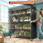 REIBII 45''W Storage Shelves Waterproof Metal Shelving with Cover Dustproof, Wire Shelving Unit Covers & Wheels Garage Storage Rack Wire Shelf for Kitchen Pantry, Storage Room, 45Wx17.72Dx72.83H