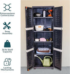 Sunnydaze Lockable Storage Cabinet - Indoor or Garage Storage Cabinet with 4 Adjustable Shelves - 72" H - Garage, Office, Home, Laundry Room - Shadow