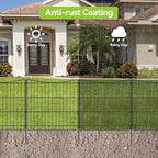 INJOPEXI Decorative Garden Fence 6 Panels 11.8ft(L)×24in(H) Garden Fences with 6 Panels Rustproof Metal Wire No Dig Temporary Animal Barrier Fencing Dog Fence for Yard Outdoor Patio - Without Gate