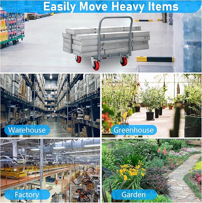 2 in 1 Panel Truck, 2000 LBS Panel Dolly Cart with 6" Swivel Casters and 36" x 24" Deck, Heavy-Duty Drywall Sheet Cart, Handling Wall Panel, Lumber for Garage, Warehouse (5.89 in (4 Side Handrails))