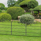 Decorative Garden Fence 6 Panels 12 ft (L)×24in (H) Metal Garden Fences, No Dig Animal Barrier Fencing Rustproof Wire Border Temporary Dog Fence for Patio Outdoor Yard Lawn - Without Door